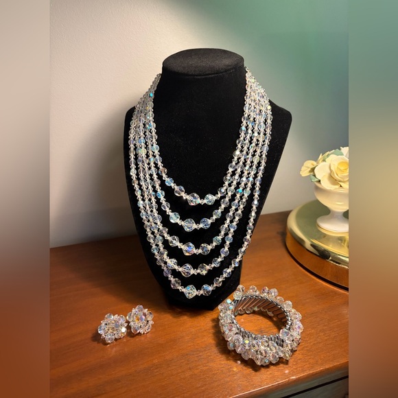 Source Unknown Jewelry - Vintage Aurora Crystal Jewelry Set